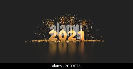 2021 titolo Celebration sfondo grigio rendering 3D Foto Stock