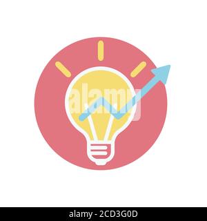 Icona dell'imprenditorialità. Simbolo di una lampadina per simboleggiare una grande idea, start up, brainstorming o idea di business. Illustrazione Vettoriale