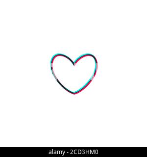 Icona della linea cardiaca, segno, simbolo, logo. Segno tricolore. Concetto di social media. Illustrazione vettoriale. Tik Tok Illustrazione Vettoriale