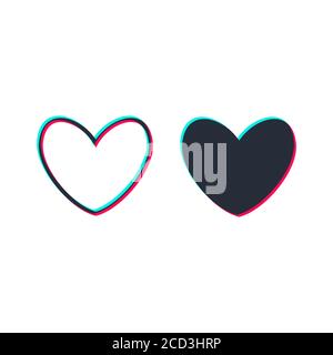 Icona della linea cardiaca, segno, simbolo, logo. Segno tricolore. Concetto di social media. Illustrazione vettoriale. Tik Tok Illustrazione Vettoriale