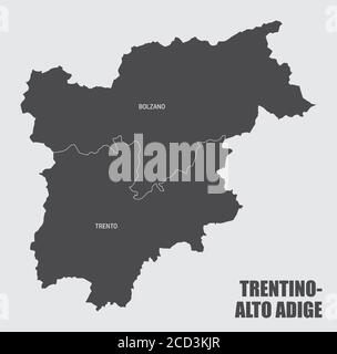 Mappa della regione Trentino-Alto Adige Illustrazione Vettoriale