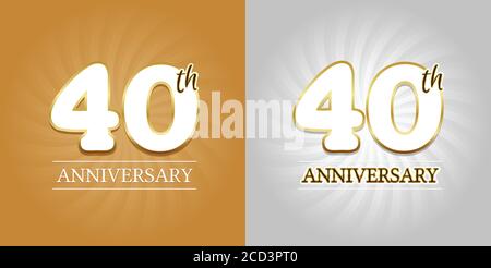 40° anniversario sfondo - 40 anni Celebrazione oro e Argento. Vettore Eps10. Illustrazione Vettoriale