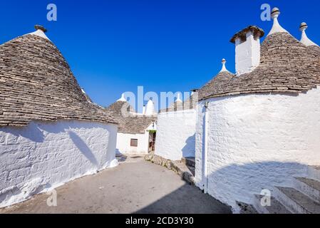 Alberobello, Italia. Case tradizionali Trulli nella città di Alberobello, Puglia in Italia. Foto Stock