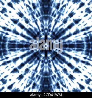 Tie dye shibori modello senza cuciture. Acquerello dipinti a mano elementi blu navy indaco su sfondo bianco. Trama astratta acquerello. Stampa per texti Foto Stock