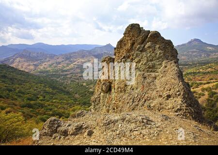 Kara Dag Montagna - Monte Nero vicino a Koktebel. L'Ucraina Foto Stock