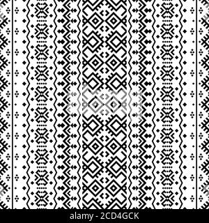 Motivo etnico senza cuciture in bianco e nero. BW Tribal Aztec Pattern Illustrazione Vettoriale