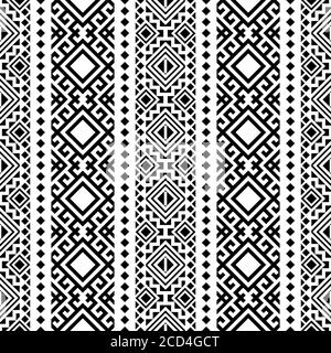 Motivo etnico senza cuciture in bianco e nero. BW Tribal Aztec Pattern Illustrazione Vettoriale