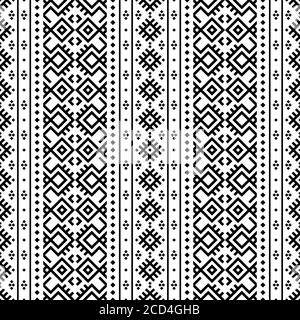 Motivo etnico senza cuciture in bianco e nero. BW Tribal Aztec Pattern Illustrazione Vettoriale