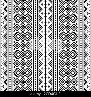 Motivo etnico senza cuciture in bianco e nero. BW Tribal Aztec Pattern Illustrazione Vettoriale