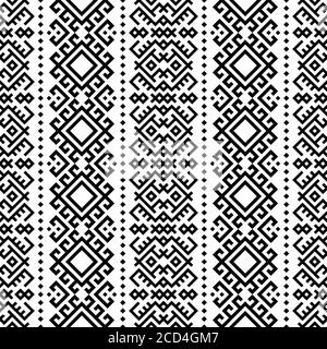 Motivo etnico senza cuciture in bianco e nero. BW Tribal Aztec Pattern Illustrazione Vettoriale