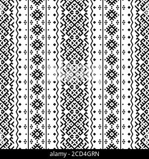 Motivo etnico senza cuciture in bianco e nero. BW Tribal Aztec Pattern Illustrazione Vettoriale