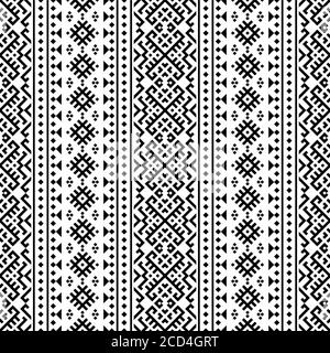 Motivo etnico senza cuciture in bianco e nero. BW Tribal Aztec Pattern Illustrazione Vettoriale