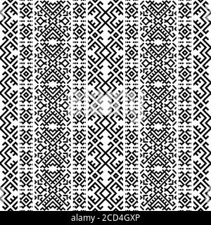 Motivo etnico senza cuciture in bianco e nero. BW Tribal Aztec Pattern Illustrazione Vettoriale