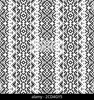 Motivo etnico senza cuciture in bianco e nero. BW Tribal Aztec Pattern Illustrazione Vettoriale