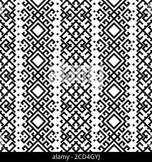 Motivo etnico senza cuciture in bianco e nero. BW Tribal Aztec Pattern Illustrazione Vettoriale