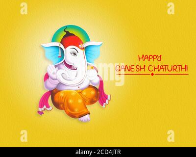 Illustrazione dello sfondo di Lord Ganpati per Ganesh Chaturthi con messaggio Shri Ganeshaye Namah Foto Stock