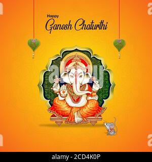 Illustrazione dello sfondo di Lord Ganpati per il festival di Ganesh Chaturthi dell'India Foto Stock