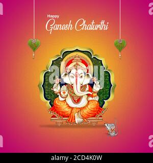 Illustrazione dello sfondo di Lord Ganpati per il festival di Ganesh Chaturthi dell'India Foto Stock