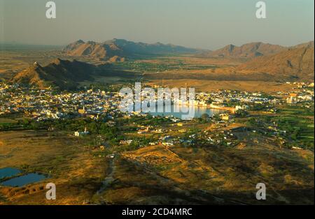 Veduta aerea di Pushkar, Rajasthan Foto Stock