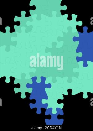 Diverse sfumature di blu colore jigsaw puzzle disegni su solido foglio di carta da parati. Concetto di arredamento domestico e progettazione di interni Foto Stock