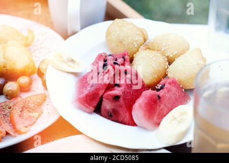 Petulla tradizionale cibo albanese dessert Foto Stock