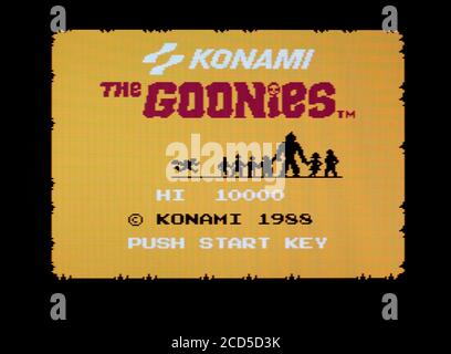 The Goonies - Nintendo Famicom Disk System Videogioco - Editoriale utilizzare solo Foto Stock