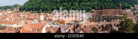 Vista panoramica della città di Brasov dalla Torre Bianca, Transilvania, Romania Foto Stock