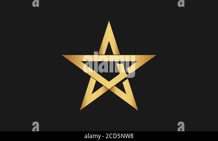 G , A , GA , AG lettera con disegno di illustrazione di icona di vettore di modello di logo stella. Logo Modern Star in stile elegante con sfondo nero Illustrazione Vettoriale