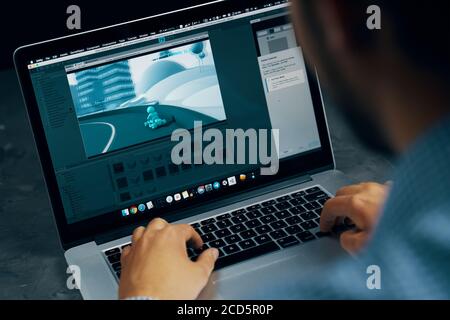 Sviluppatore di giochi creare sullo schermo principale di Unity software su Apple macbook sistema operativo macOS. Bishkek, Kirghizistan - 14 marzo 2020. Foto Stock