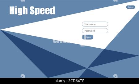 Design poligonale della schermata di accesso con un modulo di accesso. Modelli vettoriali per la progettazione di siti Web. UI, UX, GUI. Design dei connettori in blu. EPS10. Foto Stock