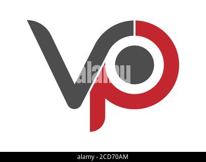 Le lettere minuscoli stilizzate V e P sono collegate da un'unica riga per un logo, un monogramma o un monogramma. Illustrazione vettoriale isolata su sfondo bianco. Illustrazione Vettoriale