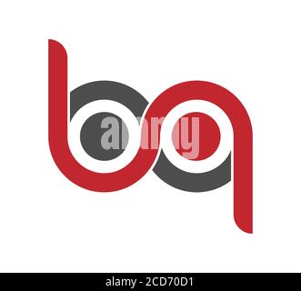 Le lettere minuscole stilizzate B e Q sono collegate da un'unica riga per un logo, un monogramma o un monogramma. Illustrazione vettoriale isolata su sfondo bianco. Illustrazione Vettoriale