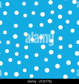 patern innevato senza giunture. Fiocchi di neve a puntini bianchi su sfondo blu. Tema neve e Natale. Backround astratto. Illustrazione Vettoriale