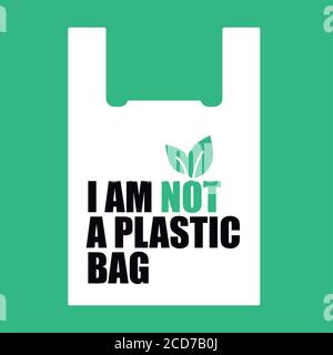 Non sono una borsa di plastica. Design per sacchetti organici. Senza plastica. Illustrazione Vettoriale