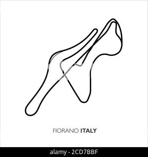 Sul circuito di Fiorano, Italia. Mappa vettoriale pista Motorsport Illustrazione Vettoriale