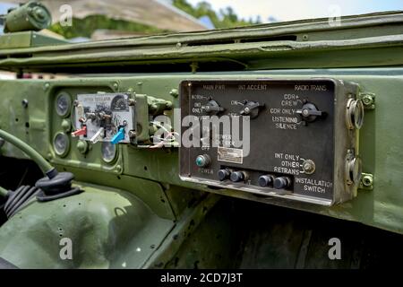 Console Willy's Jeep. Pannello interno veicolo militare della Guerra Mondiale d'epoca USA Foto Stock