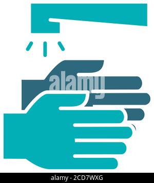 Lavarsi le mani con l'icona di colore acqua. Simbolo di pulizia e disinfezione, igiene. Illustrazione Vettoriale
