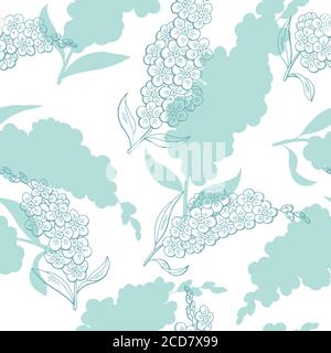 Non dimentichi lo schizzo di motivo senza giunture di colore blu grafico del fiore vettore di illustrazione Illustrazione Vettoriale