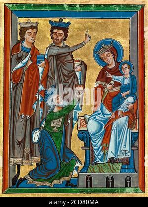 L'Adorazione dei Magi da un Saltero del XIII secolo, manoscritto illuminato intorno al 1240 Foto Stock