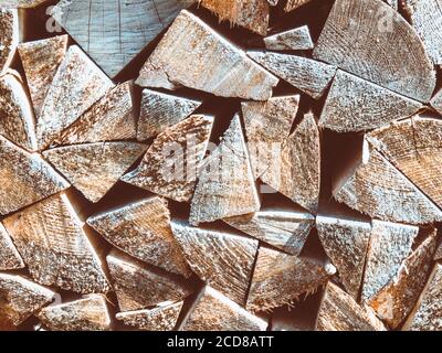 Vista dall'alto su tronchi di legno tagliati Foto Stock