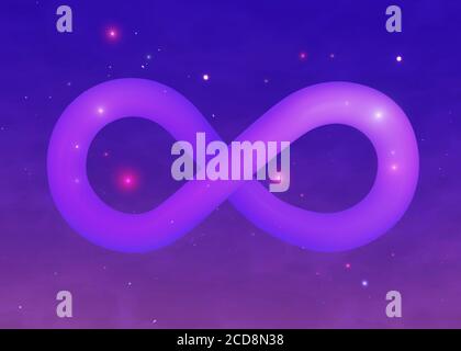 Simbolo o segno dell'infinito cosmico, rendering 3d Foto Stock