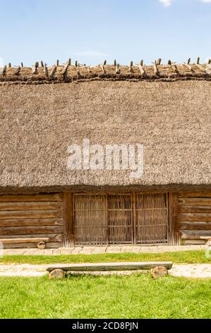 Immagine verticale di una vecchia casa di legno Foto Stock