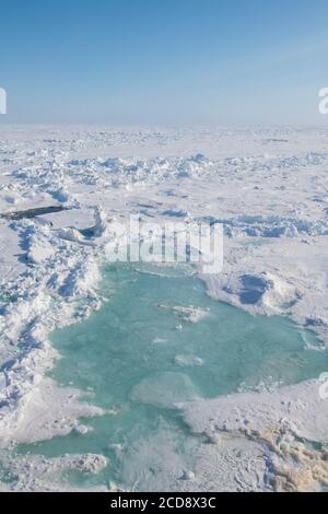Russia, Alto Artico a 85.6 gradi a nord. Paesaggio polare incontaminato. Foto Stock
