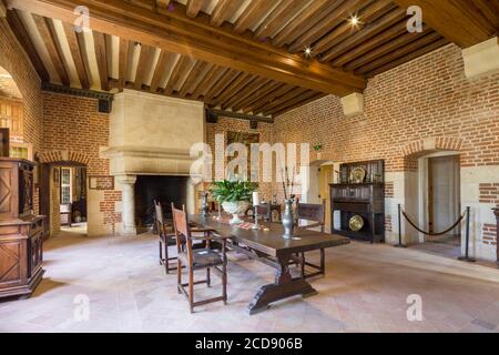 Francia, Indre-et-Loire (37), Amboise, regione Centre Loire Valley, Castelli della Loira, Valle della Loira Patrimonio dell'Umanità, Clos Luc? Castello, il Parco Leonardo da Vinci (ultima casa di l'onard de Vinci), la Grande Sala rinascimentale Foto Stock