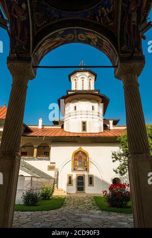 La Romania, Valacchia, Horezu, il Monastero di Horezu è elencato come un patrimonio mondiale dell UNESCO nel 1993 per la qualità di conservazione di questi dipinti di più di trecento anni Foto Stock