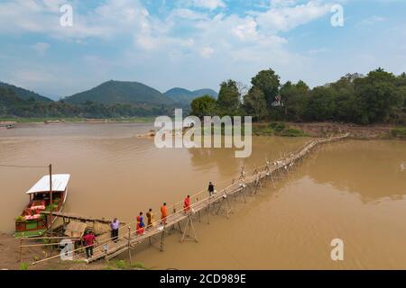 Laos, Luang Prabang, confluenza fiume mekong e fiume Nam Khan Foto Stock