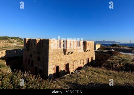 Francia, Var, Sanary sur Mer, Pointe de la Cride, batteria XVII Foto Stock