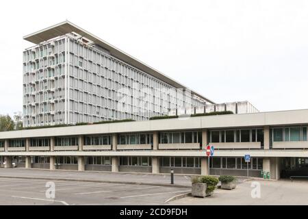 Ginevra, Svizzera - 1 ottobre 2017: L'edificio dell'Organizzazione Mondiale della Sanità ha anche chiamato WHO è un'agenzia specializzata delle Nazioni Unite Foto Stock