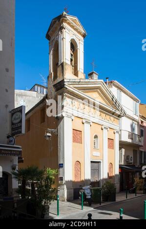 Francia, Corse du Sud, Ajaccio, Chiesa di San Giovanni Battista e Via del Re di Roma Foto Stock