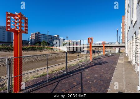 Parco nel centro di Omaha in fase di ristrutturazione Foto Stock